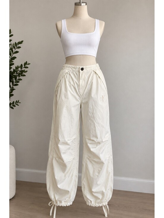 Pants - Calvin Klein Jeans Cargo Parachute Pants Ivory M NWT